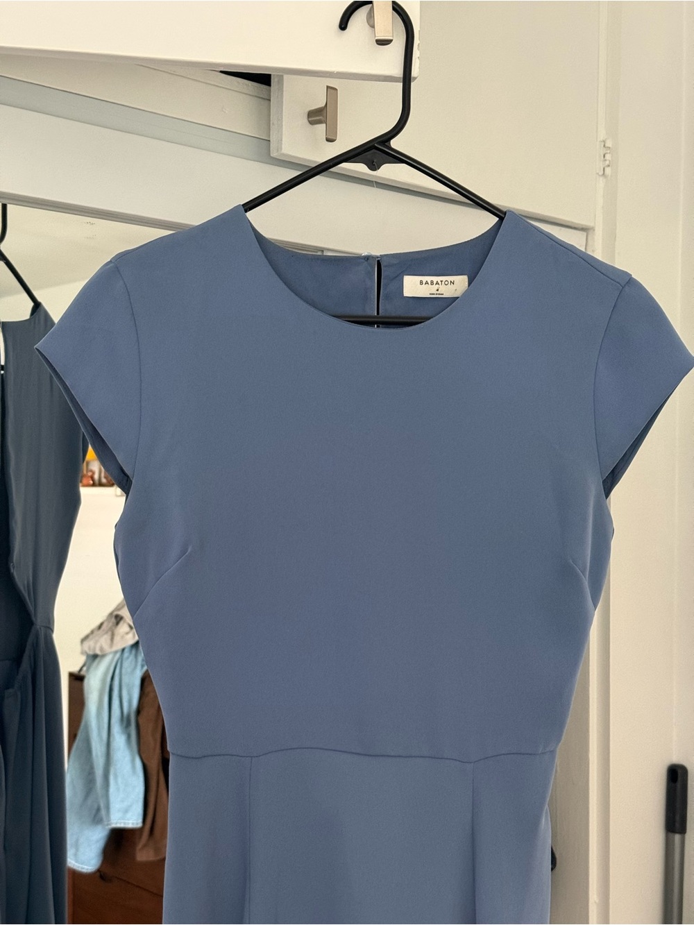 Babaton Dusty Blue Cap-Sleeve Midi Dress